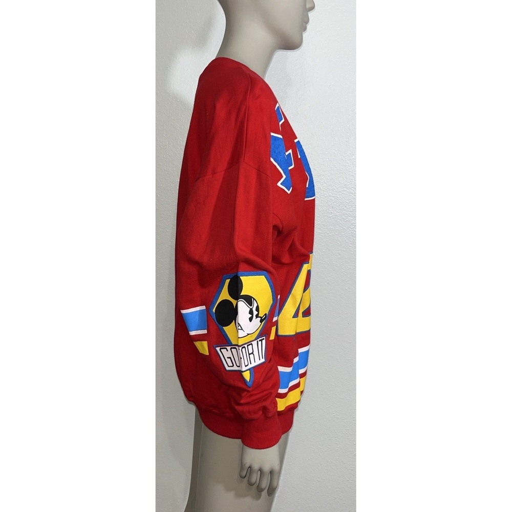 RARE 90s Mickey & Co. By JG HOOK Mickey Mouse Red Sweatshirt Jersey #42 Sz Med - Picture 2 of 16